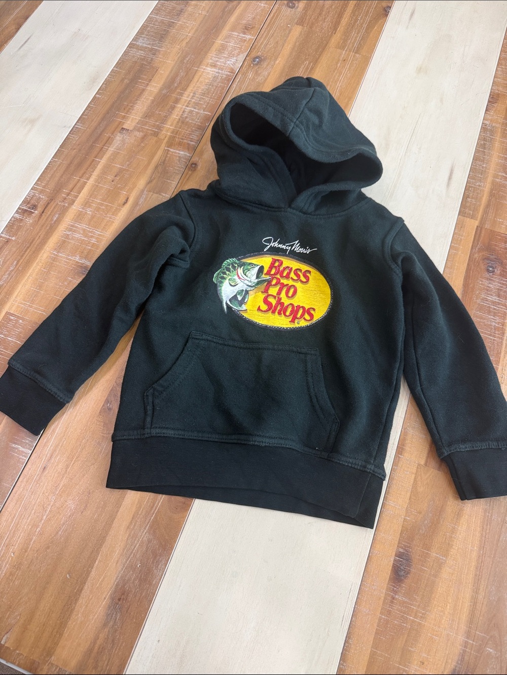 Bass Pro Shops Black Kids Pullover Hoodie with Yellow Logo Patch